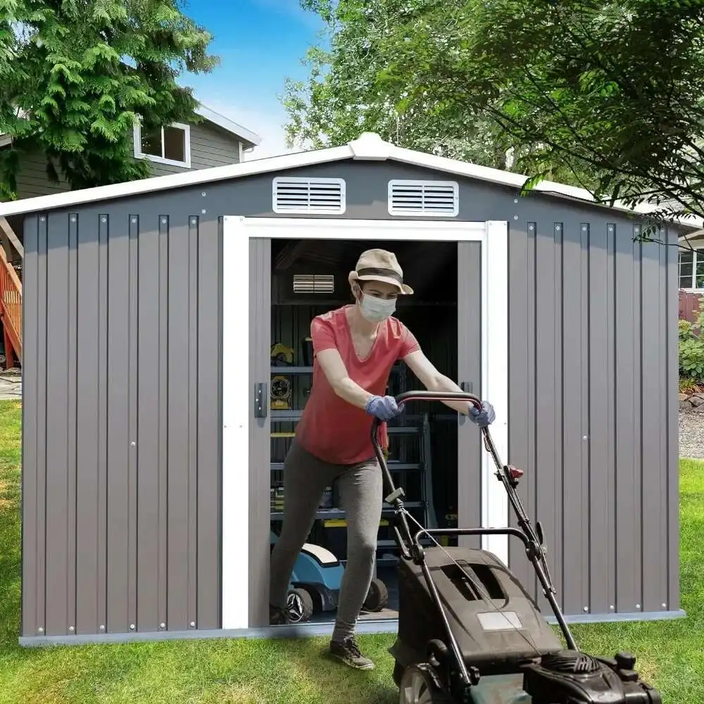 Outdoor Sheds 10FT X 8FT & Oversized Storage Clearance, Metal Anti-Corrosion Utility Tool House With Lockable Hinged Door