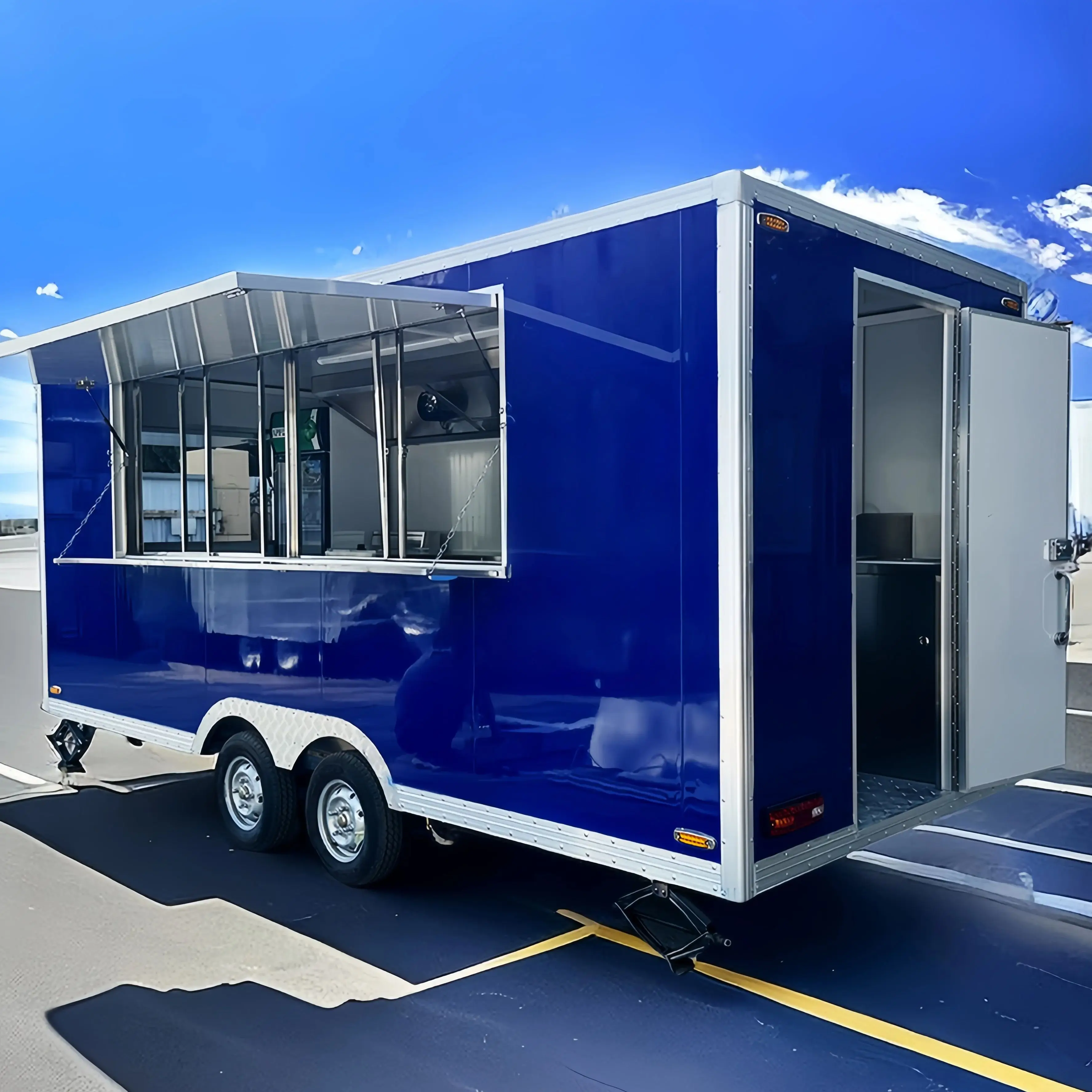 

Food Truck Trailer with Full Kitchen Waffle Coffee Cake Shop Off-road Camper Trailer Fast Food Cart