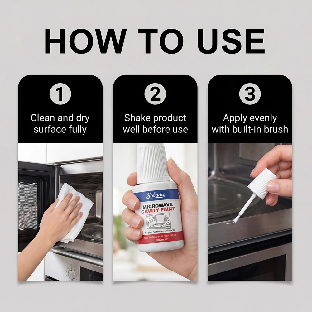 Microwave Interior Cavity Paint 30ml Appliance Repair High Gloss Microwave Coating For Repairing Minor Scratches Household