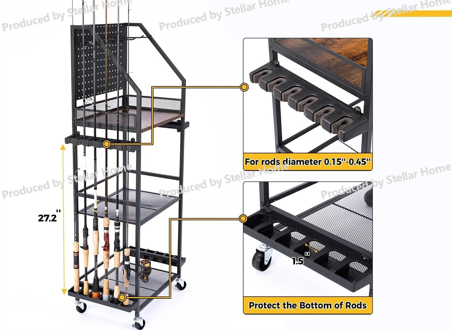 Multifunctional Fishing Rod Storage Rack Multi-layer Storage Rack Tool Fishing Tackle Box Reel Storage Fishing Cart
