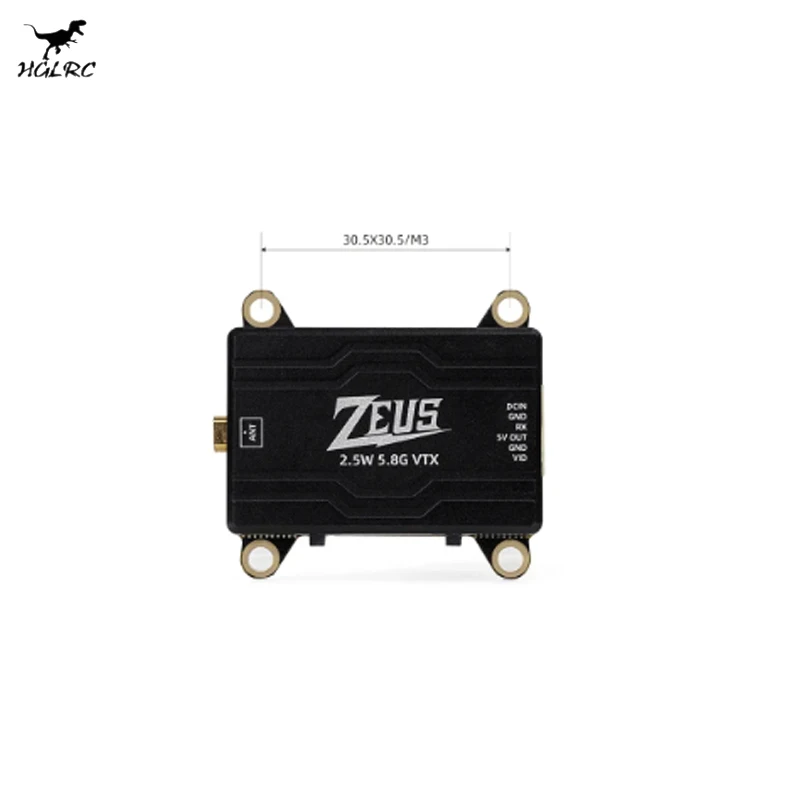 Hglrc Zeus vtx 2.5W 5.8G 40CH 2500mW การส่งผ่านภาพเปลือกสามารถปรับการกระจายความร้อนได้2-6S Lipo สำหรับ FPV ในระยะยาว