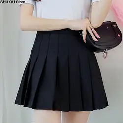 Jupe plissée taille haute pour femmes y2k, tenue d'été décontractée Kawaii à carreaux de ligne a, tennis noir, uniforme scolaire japonais, Mini jupes pour filles