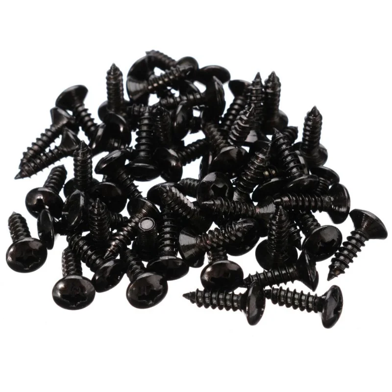 Tornillos de placa de cubierta de golpeador de bajo eléctrico para guitarra, oro, negro, plata, tornillo fijo de Metal, venta al por mayor, 50
