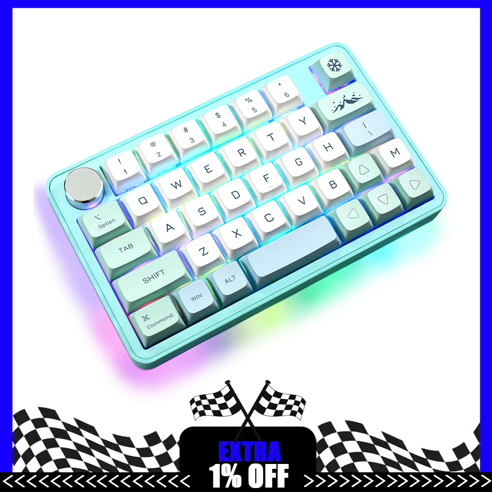 

MK40 Mechical Keyboard One-Hand Left-Hand Macro Programming RGB Customized Wired Knob Gaming Keyboard 38Keys Laptop Accessory