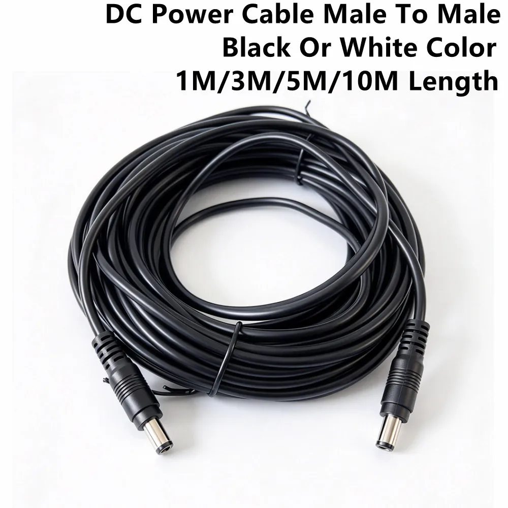 12V/24V DC Power 5.5 x 2.1mm Male to 5.5 2.1mm Male Power Cord DC Power Supply Adapter Wire For CCTV Camera, Router