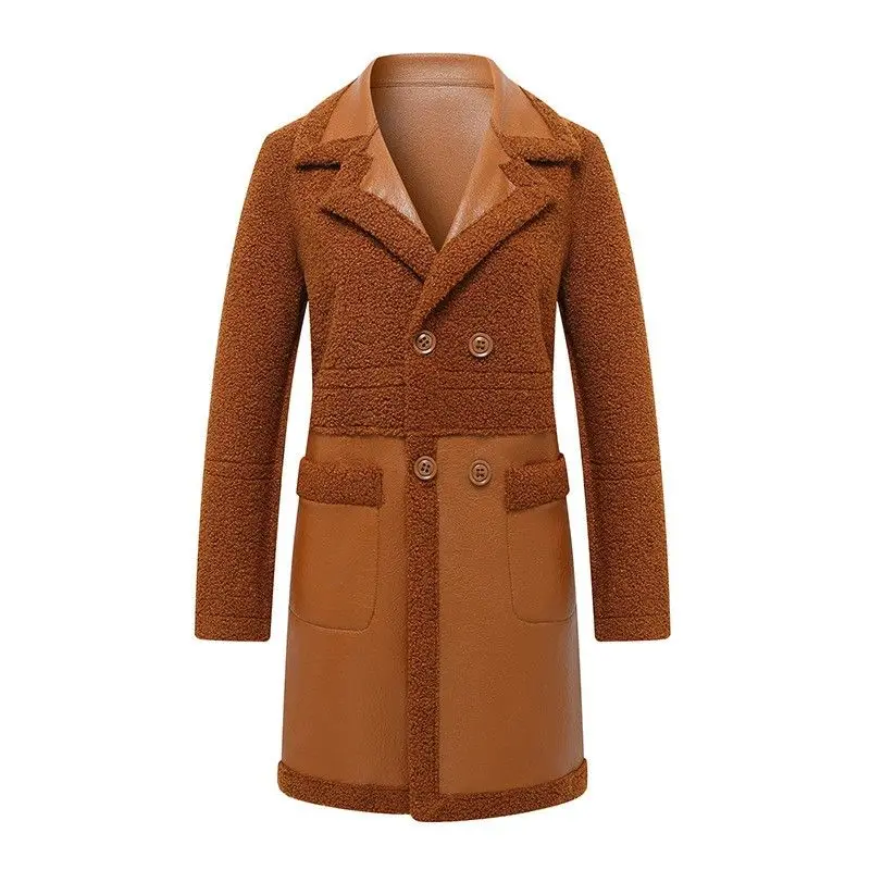 2025 امبسوول ملابس خارجية معطف طويل مبطن السيدات بلوزات جلدية كبيرة الحجم سترة المرأة الجديدة الوجهين معطف الفرو الخريف الشتاء #1