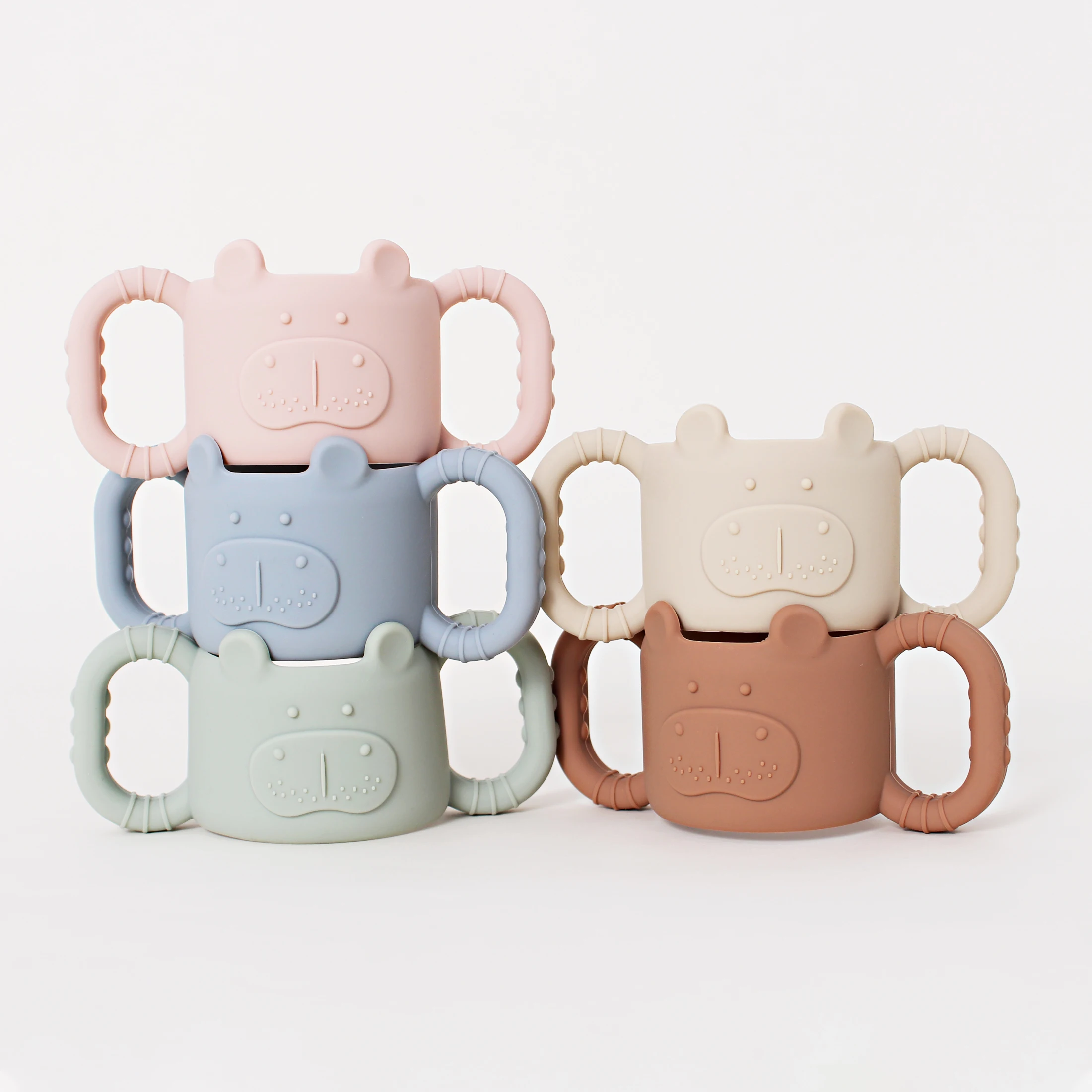 1pc 아기 젖병용 실리콘 손잡이, 귀여운 하마 미끄럼 방지 손잡이, 젖병 액세서리, 표준 아기 젖병과 호환 가능