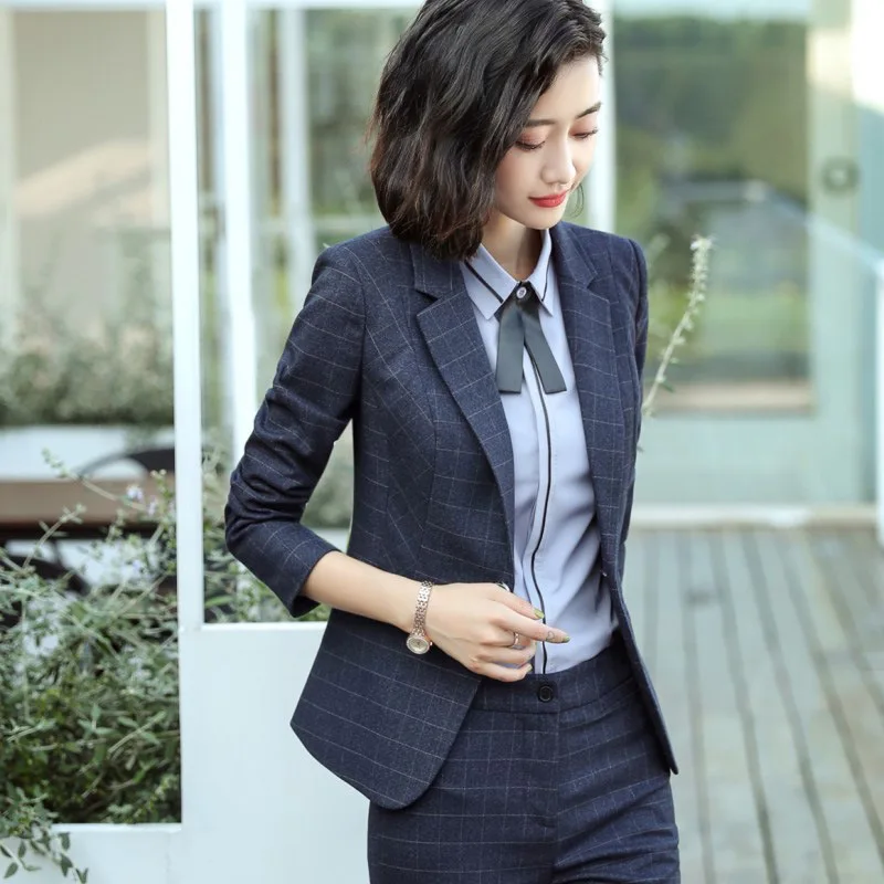 High Quality Fabric Formal Women Business Suits Female Pantsuits Office Ladies Professional Career Interview Blazers Set S-4XL