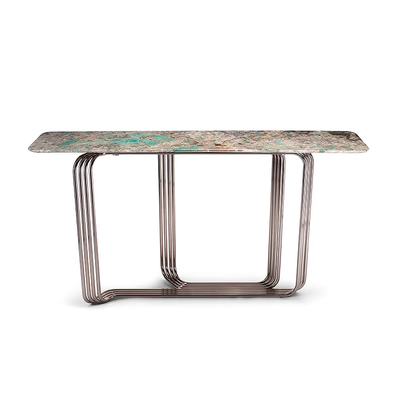 

Italian light luxury entrance, living room against the wall to enter the home, special-shaped curve table