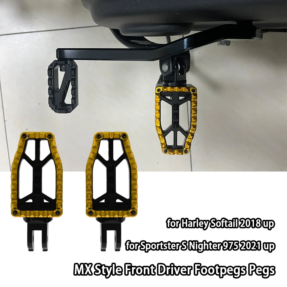 

Motorcycle Accessories MX Style Front Driver Footpegs for Harley Softail 2018 up and Sportster S Nighter 975 2021 up