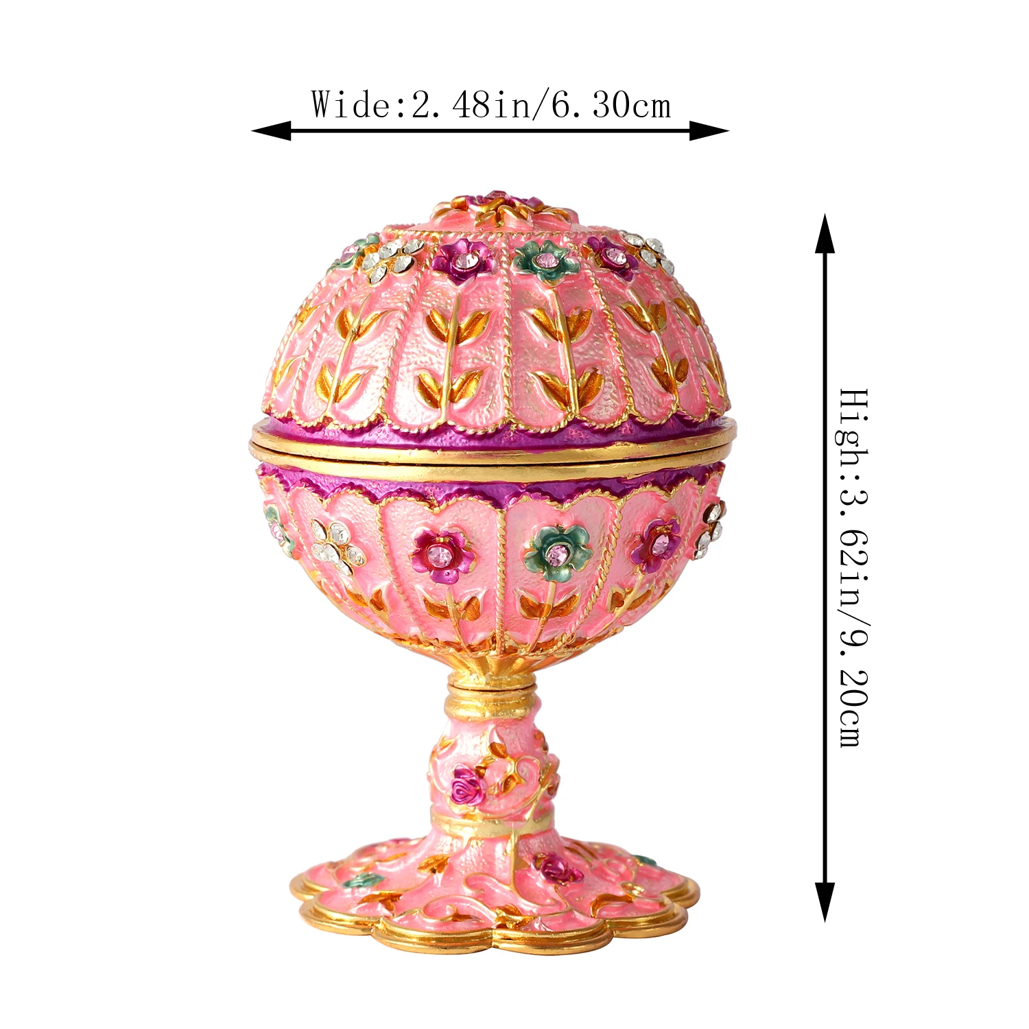 QIFU Metal Craft Pink Faberge Style Egg for Wedding Decoration