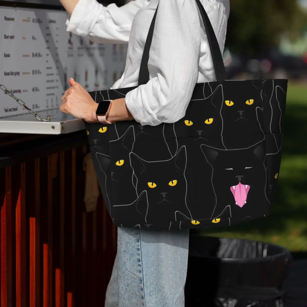 Black Cats Cat Beach Tote Bag Sport Gym Yoga Duffle Large Tote Bag Women Travel Bag Fitness bag