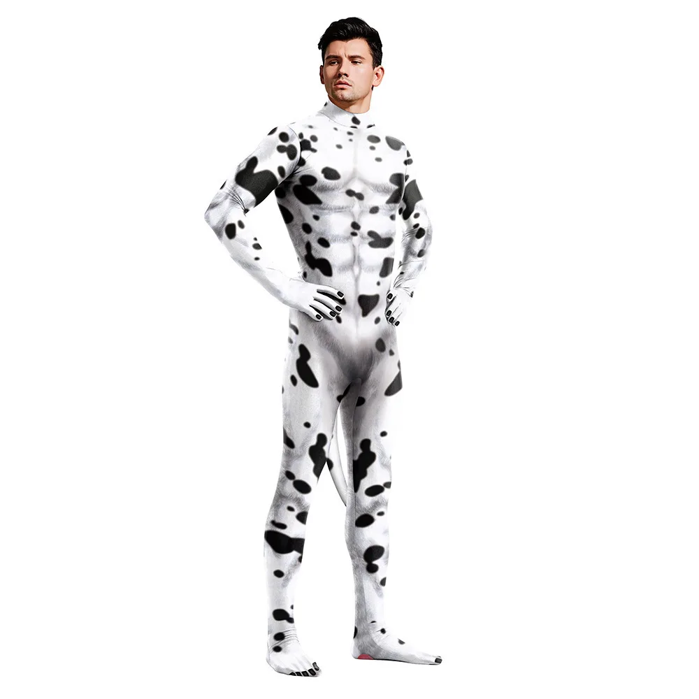 Spotted Dog Cosplay Jumpsuit Halloween Cosplay Men's And Women's Adult Animal Jumpsuit Pants Stage Performance Costumes