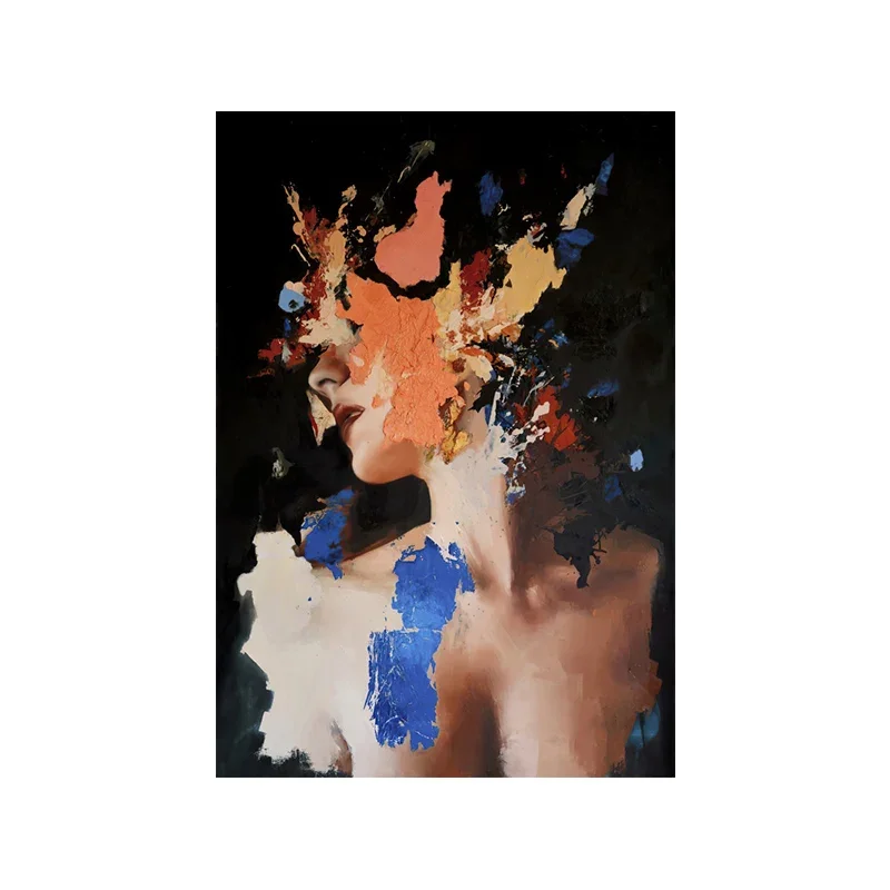 Modern abstract living room decorative painting pure hand-painted thick texture oil painting living room sofa