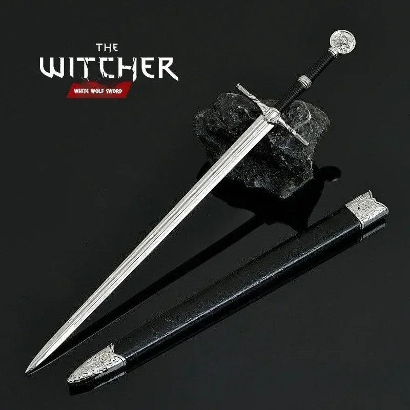 Periféricos de juego Geralt of Rivia de 22cm, espada de lobo blanco, modelo de arma de juego, juguetes de aleación, colección de adornos, accesorios de regalo para niños