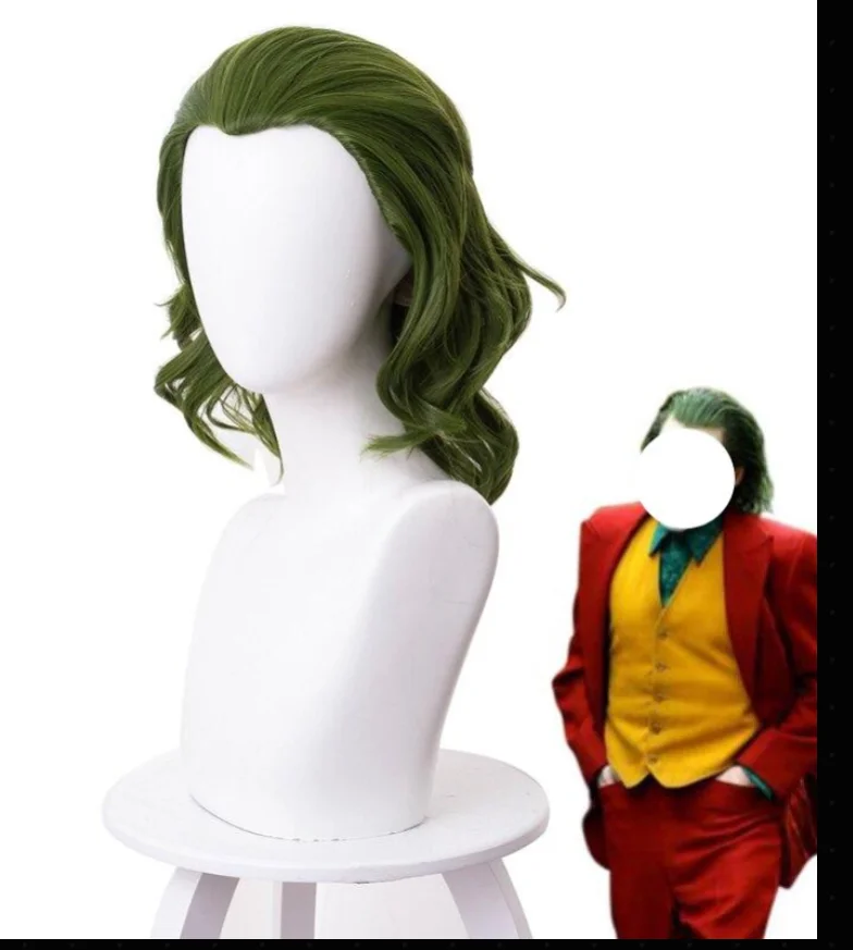 

Origin Movie Clownwn Wig Cosplay Costume Joaquinin Phoenixix Arthurur Fleckck Curly Green Heat Resistant Synthetic Hair
