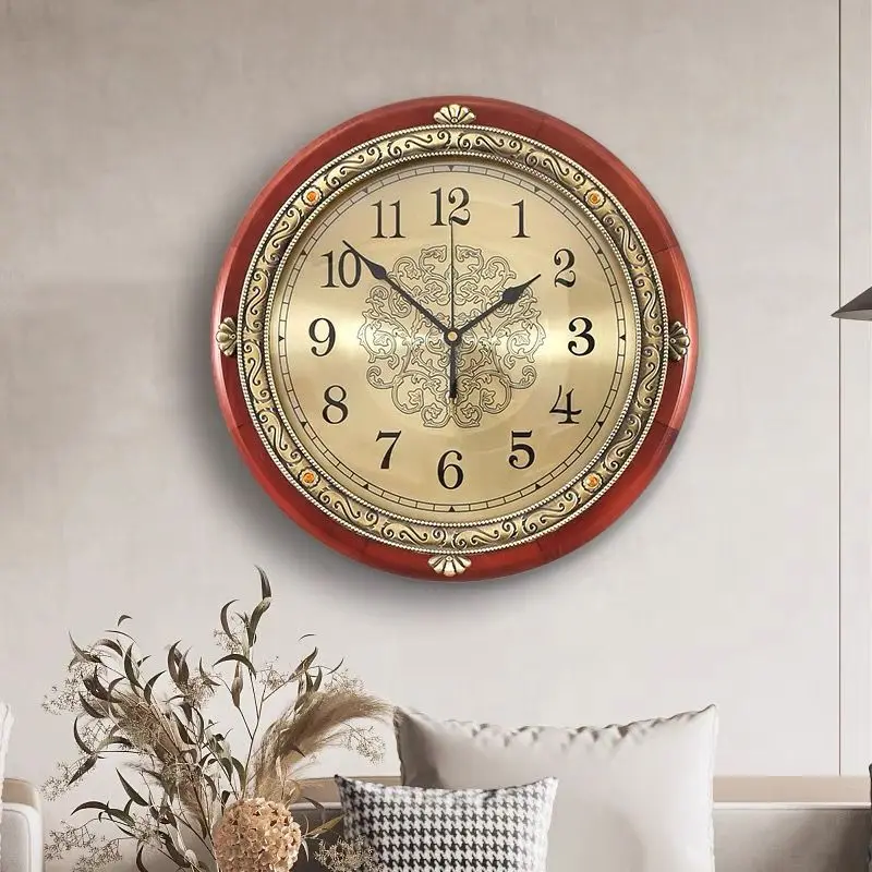 Solid Wood Frame Wall Clock Living Room Modern Wall Clock Luxury Design Vintage Clocks Nordic Aesthetic Watch Home Decoration