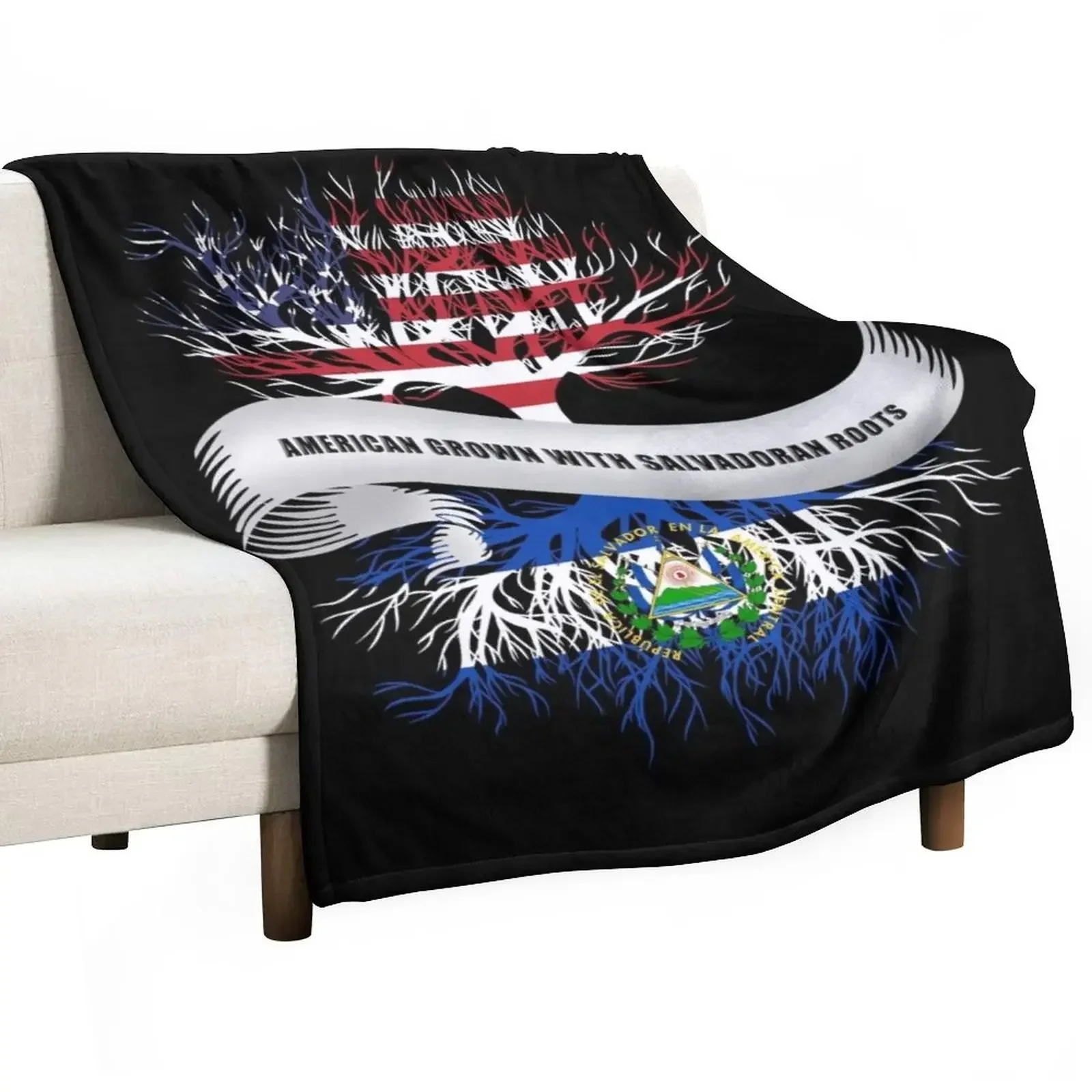 

American Grown with Salvadoran Roots El Salvador Throw Blanket christmas decoration Thermal Decoratives For Baby Blankets