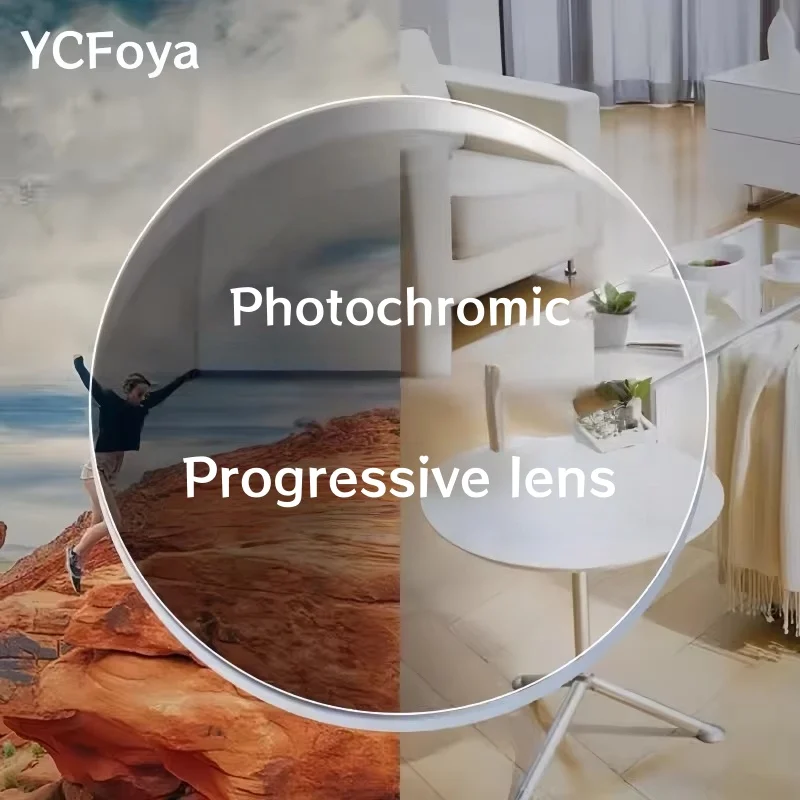 

YCFoya 1.56/1.61/1.67/1.74 Photochromic Wide Field Progressive Multifocal Lenses Anti-Scratch Anti-Reflective Anti-UV for Cle