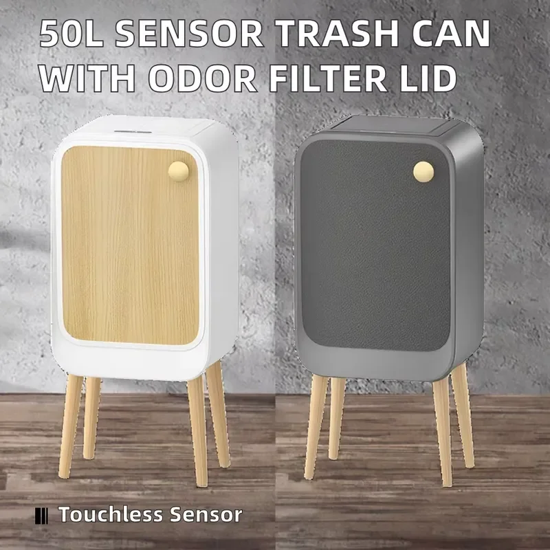 20L Automatic Trash Can Motion Sensor Touch Switch Odor Filter Smart Waste Bin for Kitchen Bathroom Home Office Use Modern