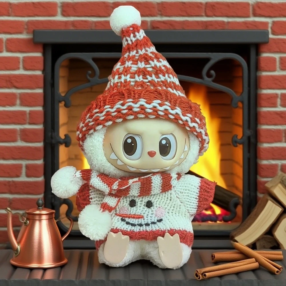 

Для одежды Labubu: рождественский комплект с оленями (красный праздничный наряд) для V1/V2/V3 — наряд Labubu, праздничный подарочный рождественский набор