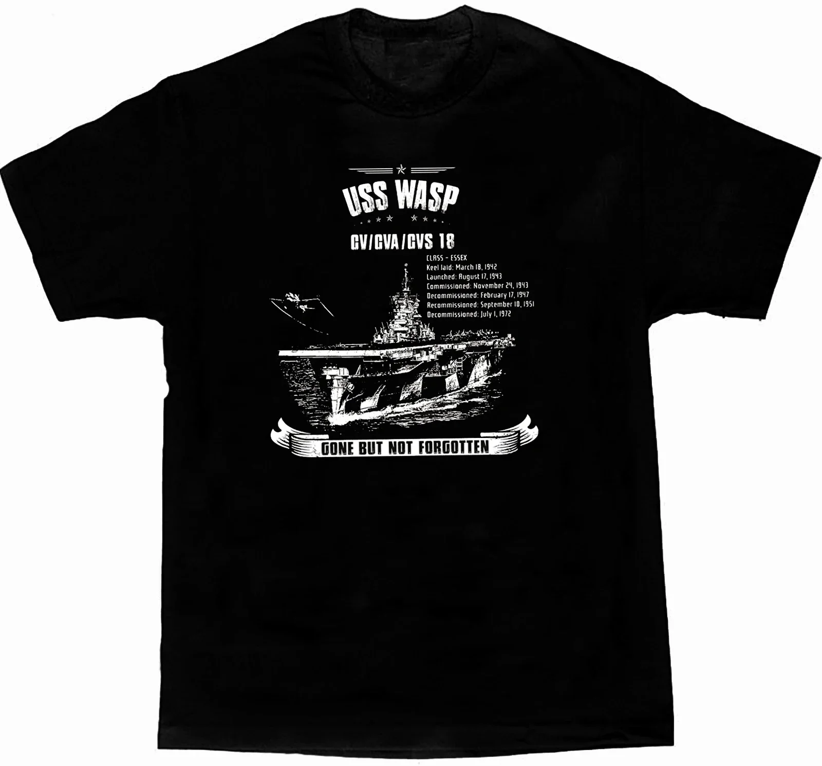 Essex-class Aircraft Carrier USS Wasp CV-18 T-Shirt. Summer Cotton Short Sleeve O-Neck Mens T Shirt New S-3XL