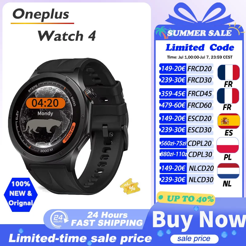 Nuevo Reloj Inteligente OnePlus Watch 4 con Pantalla AMOLED de 1.5”, Snapdragon W5 Gen 1, hasta 16 días de duración, GPS, NFC, Reloj Inteligente para Hombre