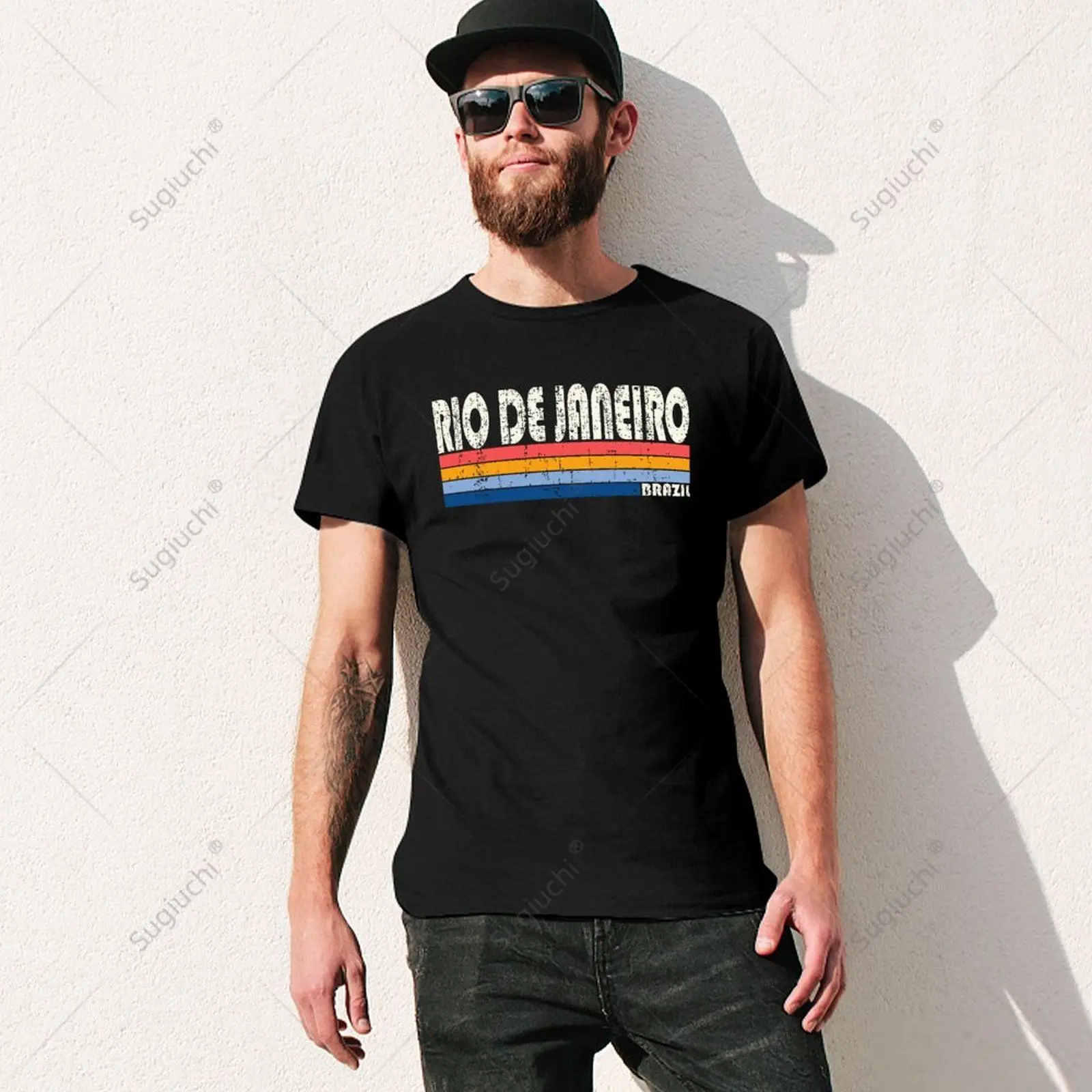 Unisex Men Vintage 70s 80s Style Rio De Janeiro Brazil Tshirt Tees T Shirts Women Boys 100% Cotton T-Shirt