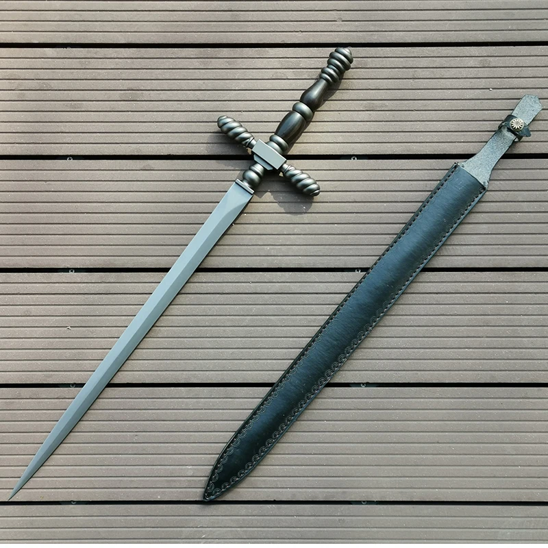 Replica Swords 1060 High Carbon Steel Blade Misericorde Sword Medieval-Knight-Historic-Dagger W/PU Sheath For EldenRing