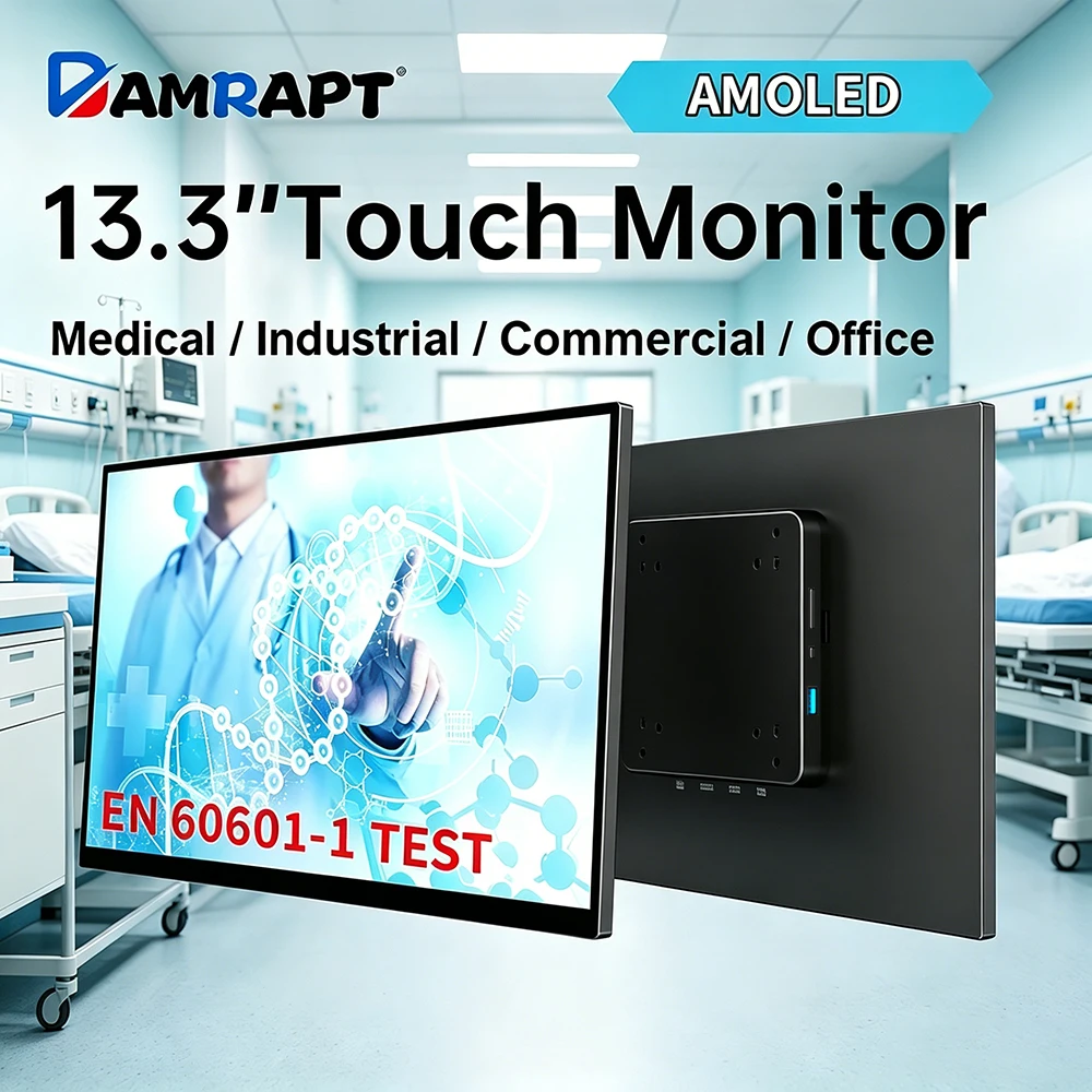 Damrapt 13.3 Inch OLED Portable Medical Monitor Touch Screen Metal AMOLED Display for Laptop PC Display for Hospital Industrial