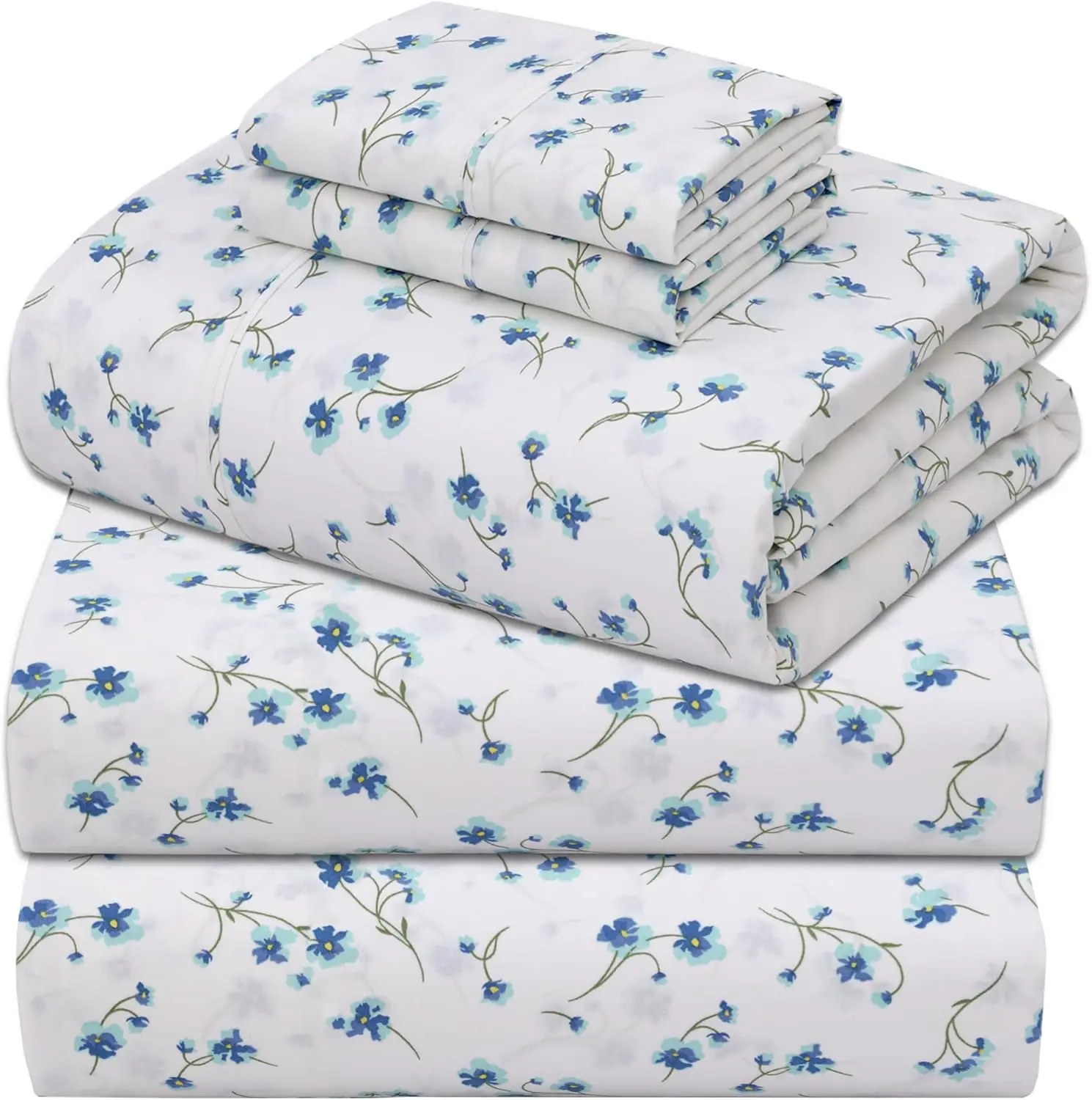 Bettwäsche aus 100 % Baumwolle, kühlend, knusprig, geteilt, King-Perkal-Bettlaken, 40,6 cm tiefe Taschen, Bettset, leicht, atmungsaktiv, langlebig, 5-teilig, La L