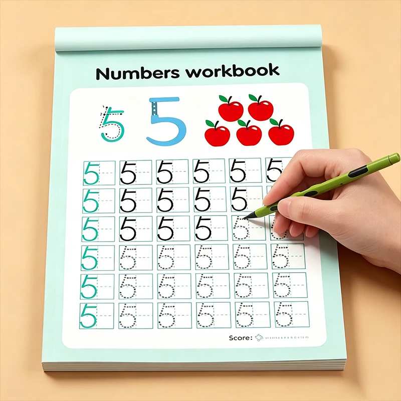 Children's Digital Writing Practice Book, Specialized Exercises for Numbers from 0 to 100, Kidsren's Learning Workbook, Pen Control Training Kindergarten Writing Course Handwriting Practice Book