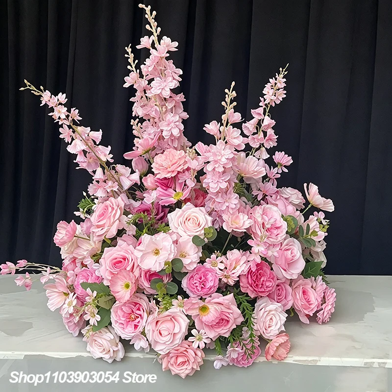 80 bis 30 cm Luxuriöse Hochzeitsdekoration Tischmittelstücke Blumenball Künstliche Rose Delphinium Großer Blumenball Event-Display-Requisite – Detail 4