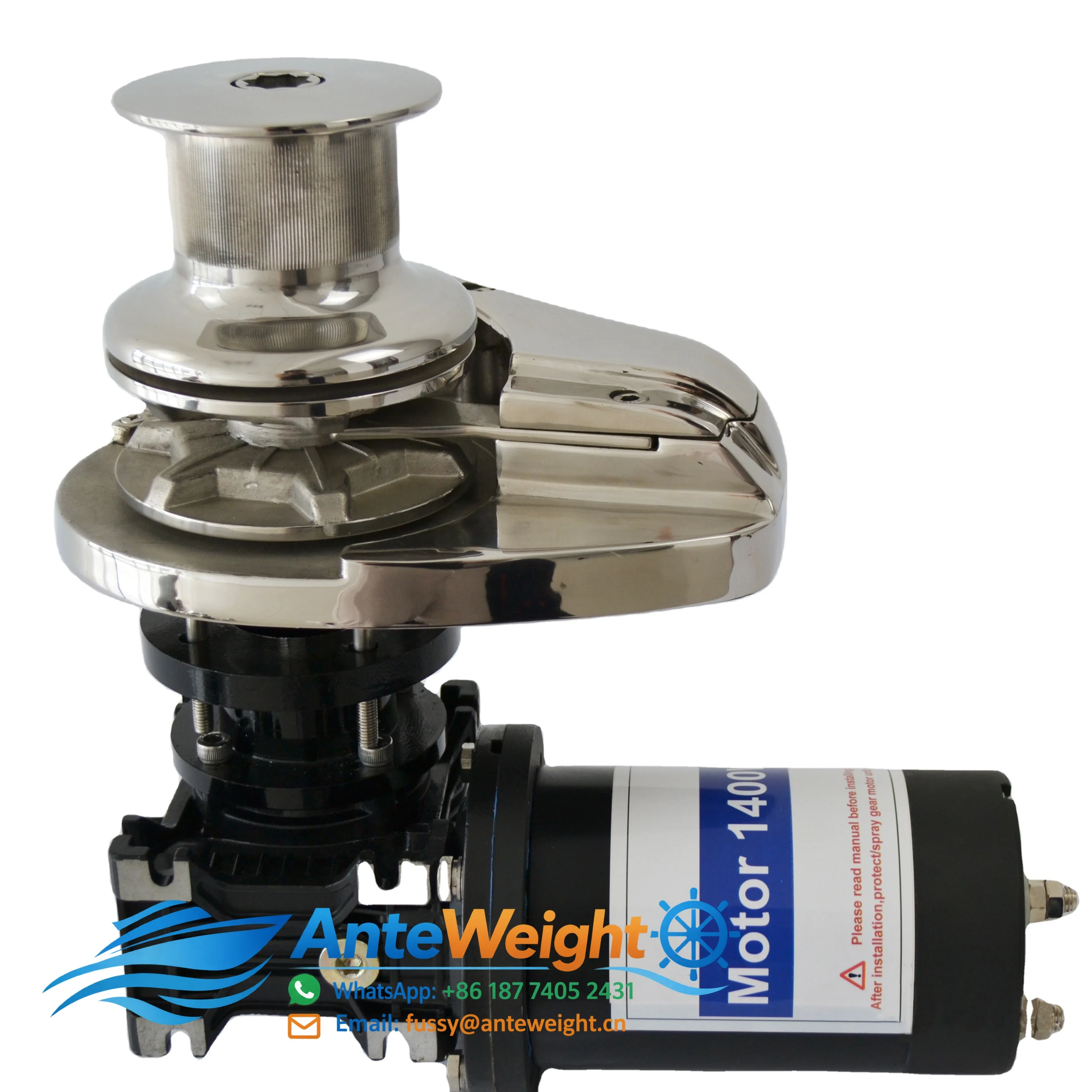 Electric Boat Anchor Windlass 1200W 12V/24V Stainless Steel Vertical Capstan 400KG Capacity 50m Lifting Height