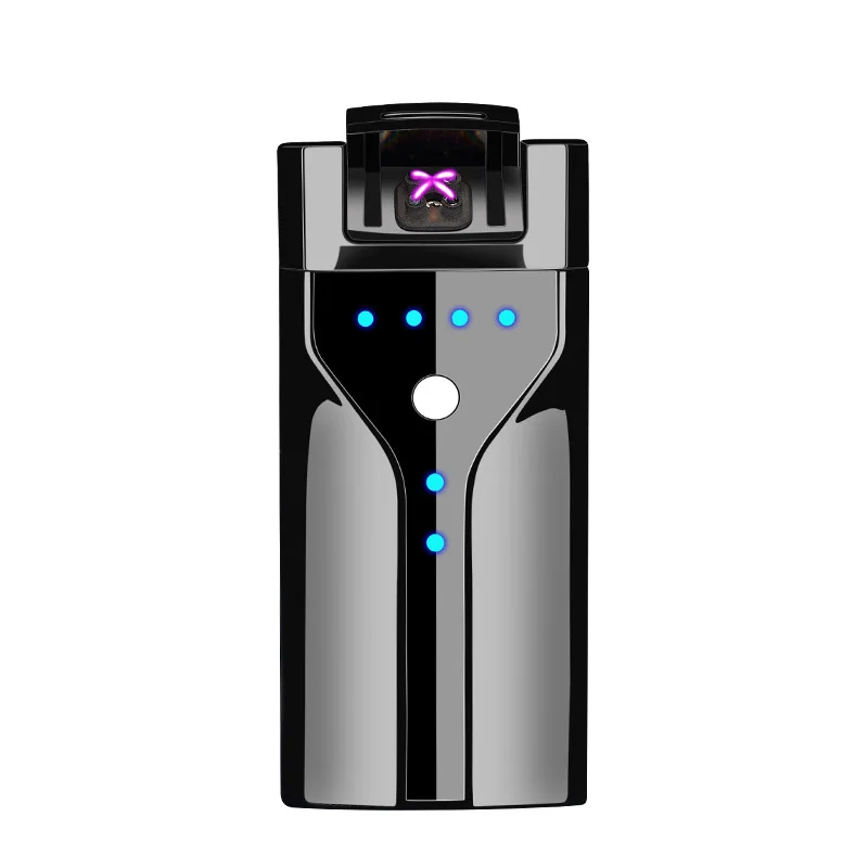 The Latest Men\'s Metal Windproof Arc Lighter Universal USB Electronic Charging Cigarette Lighter Intelligent Glare Power Display