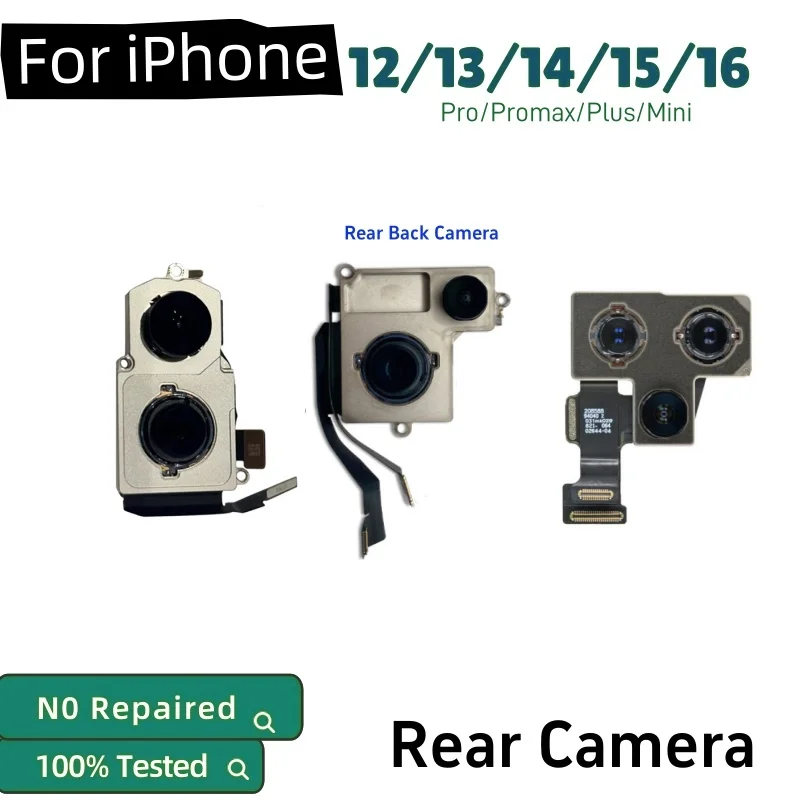 

Аутентичная задняя камера для iPhone 12 13 14 15 16 Pro Max Задняя камера 13Mini 14 15 16 Plus Запчасти Задний главный объектив Гибкий кабель Камера