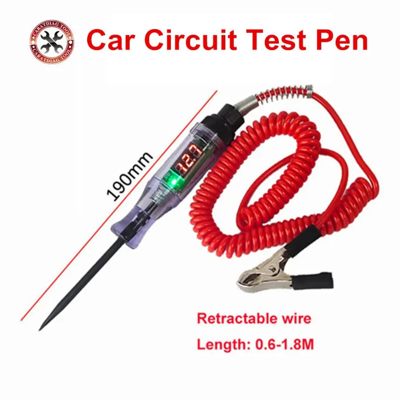 

Car Truck Voltage Circuit Tester 6V 12V 24V DC Digital Display Long Probe Pen Light Bulb Automobile Diagnostic Tool Auto Repair