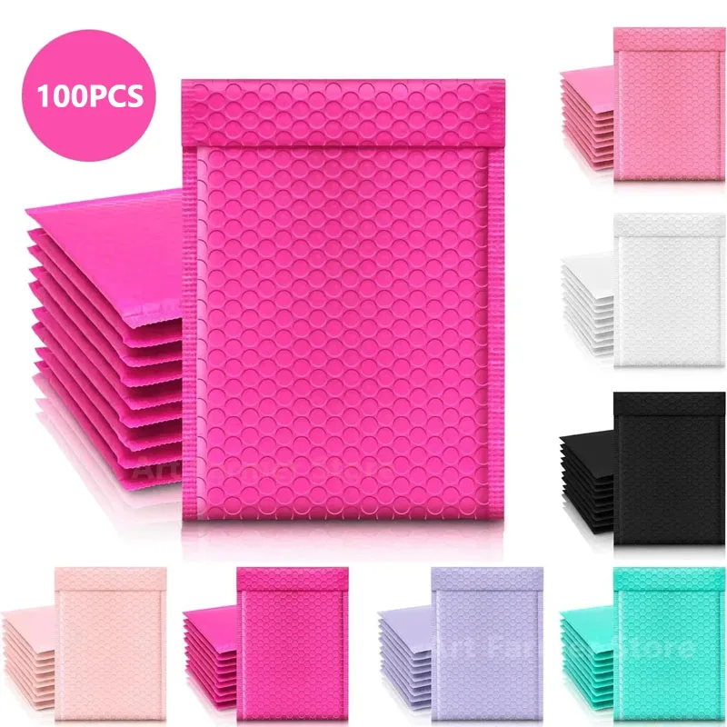 100 Uds. Suministros de embalaje de envío bolsas de embalaje Multicolor bolsas pequeñas empresas sobre de burbujas correo Oficina escuela