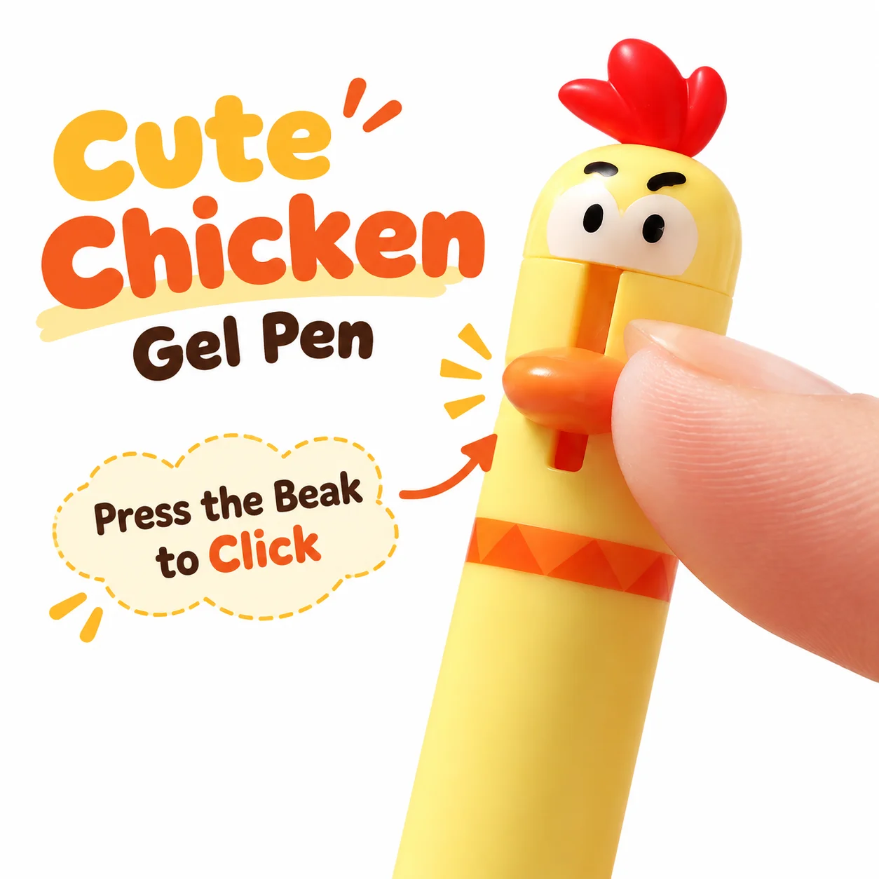 1Pcs Funny Chicken Press Type 0.5mm Black Ink Quick Dry Gel Pen Creative Stress Relief Writing Tool for Study Office School ﻿ ﻿