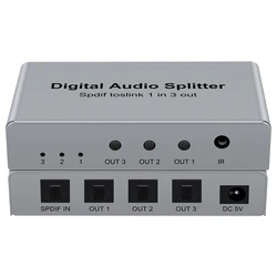 1x3 Digital SPDIF Optical Audio Splitter One Input Three Outputs  1 In 3 Out  Toslink Adapter Support DTS AC3