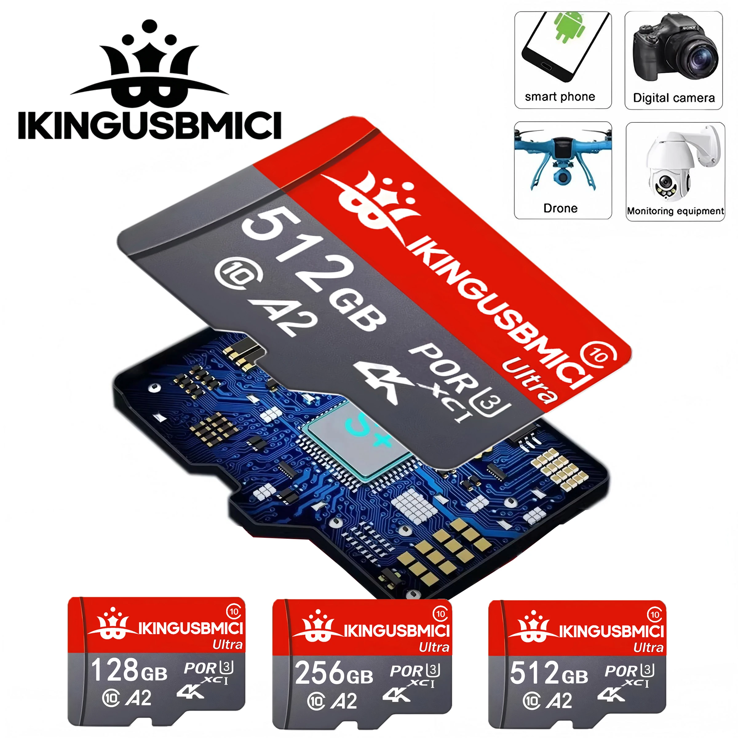 Tarjeta Mini SD de 32-64-128-256-512 GB Original para Smartphone, UHS-I, Clase 10, Alta Velocidad, Duradera, Alta Calidad