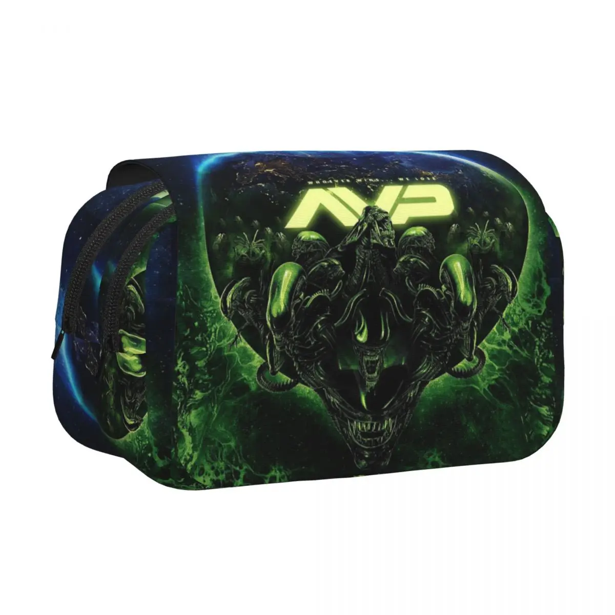 Alien Vs Predator Horror Science Fiction Comics Pencil Case Pen Holder Hard Shell Leather Large Capacity Pen Box Pencil Bag