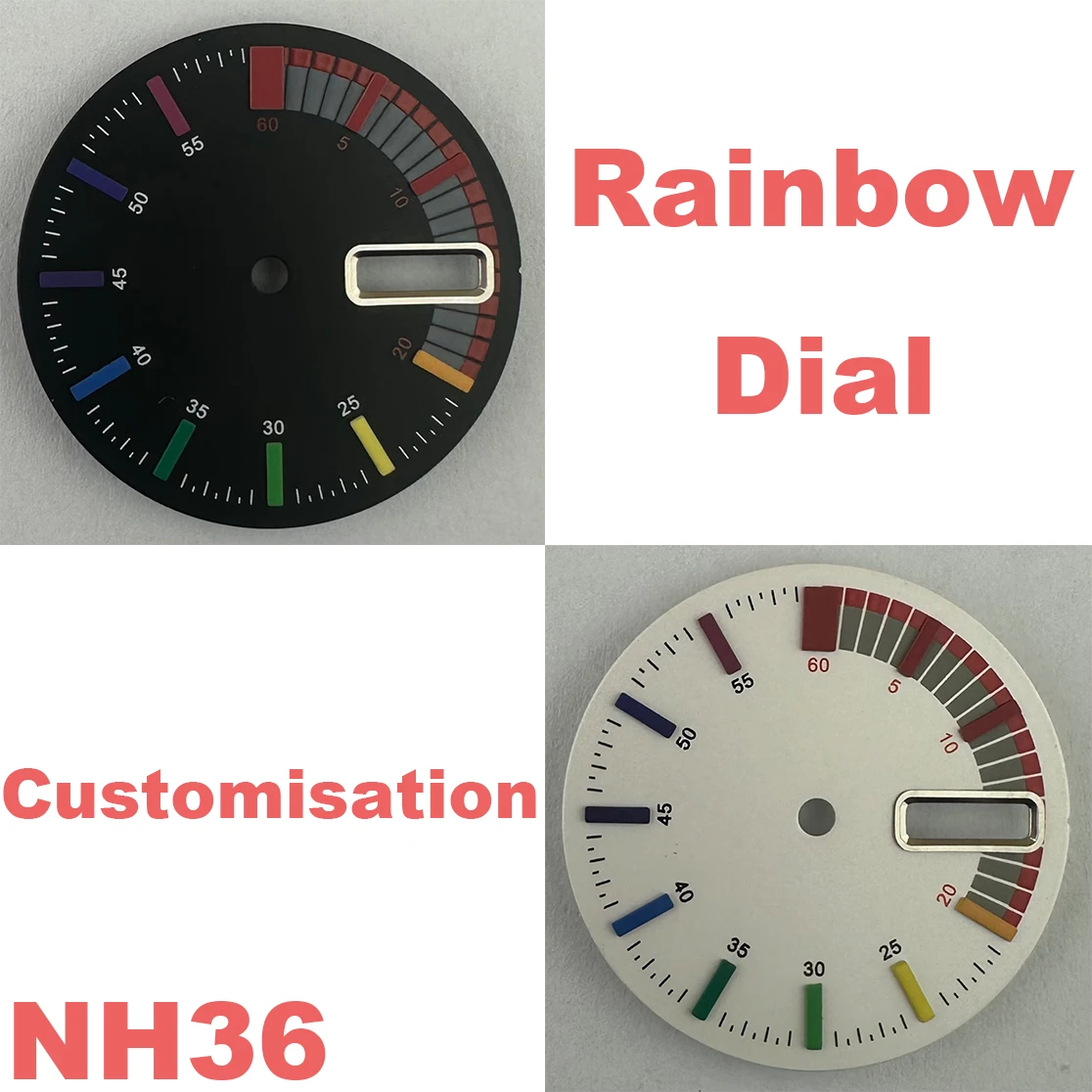 Rainbow Nh36 Dial 28.5 mm dial Customised logo replacement face available for NH36 movement upgrade kit