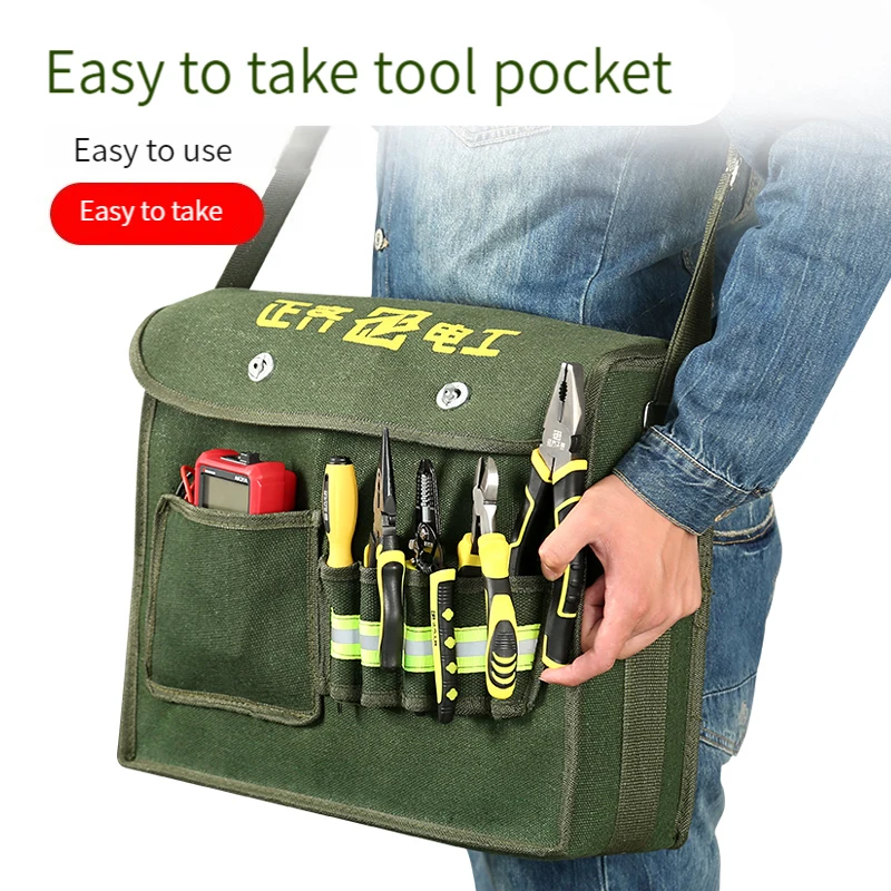Многофункциональный набор инструментов с плечевыми ремнями, парусиновый набор инструментов большой емкости, подходящий для электриков и работников технического обслуживания