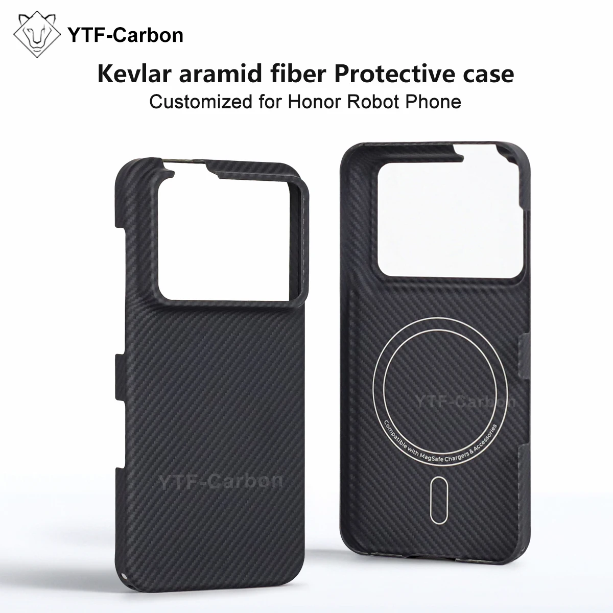 YTF-Carbon Magnetic Case for Honor Robot Phone for MagSafe Carbon Fiber Fabric Aramid Kevlar Cases Shockproof Hard Armor Shell