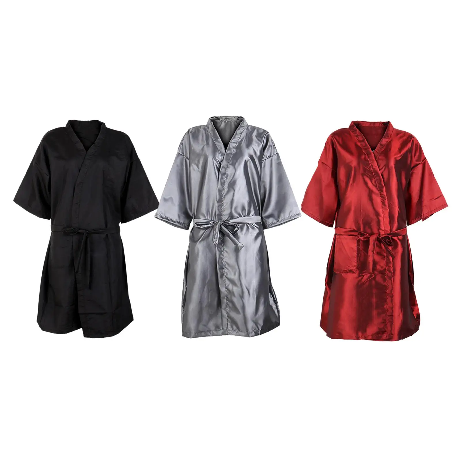 Salon Client Gown Luxury with Adjustable Belt V Neckline Comfortable Women Robe