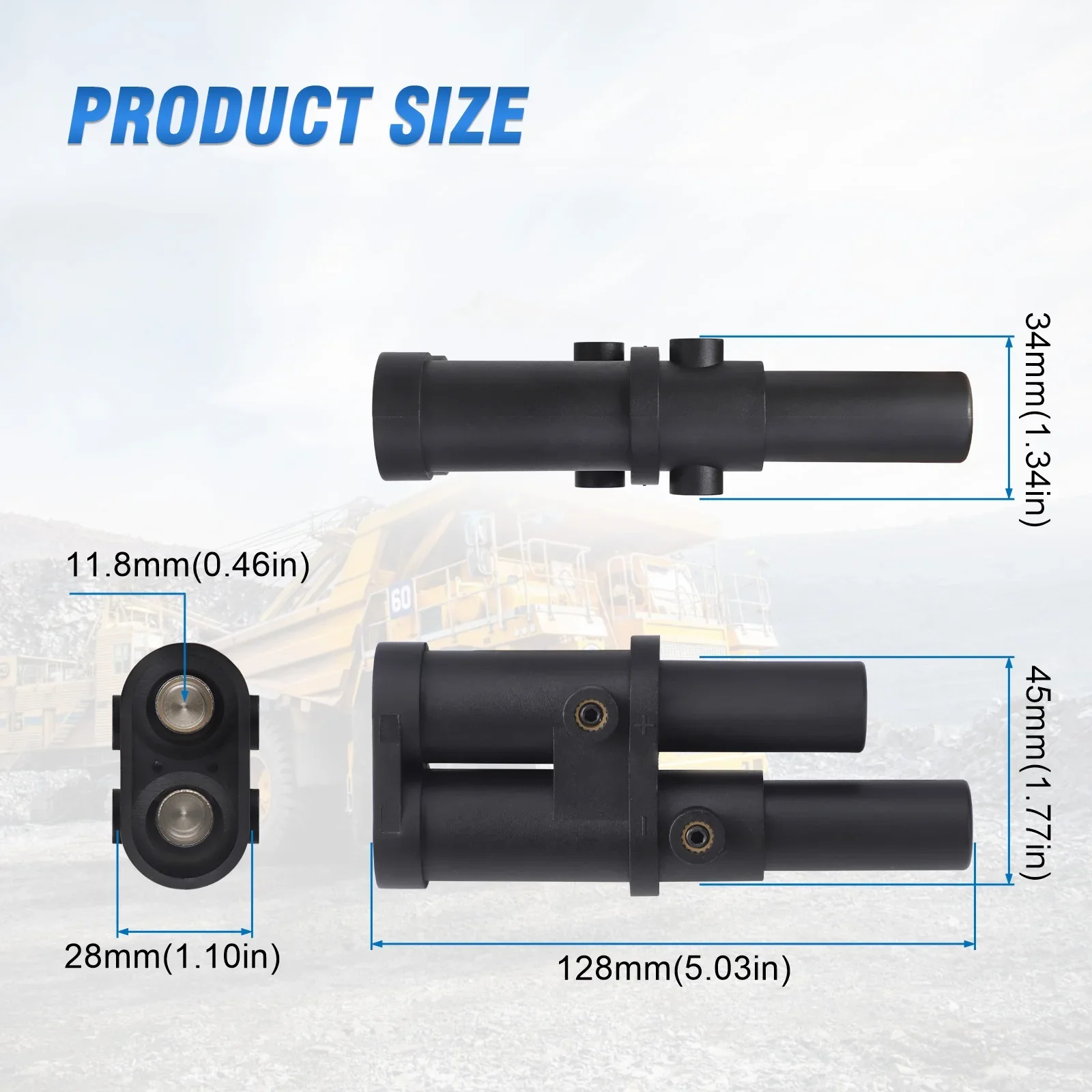 For Cranes, Forklifts, Agricultural Machinery New Remote Jump Start Plug Terminal High Capacity Black For Hella 8JA 177 305-101