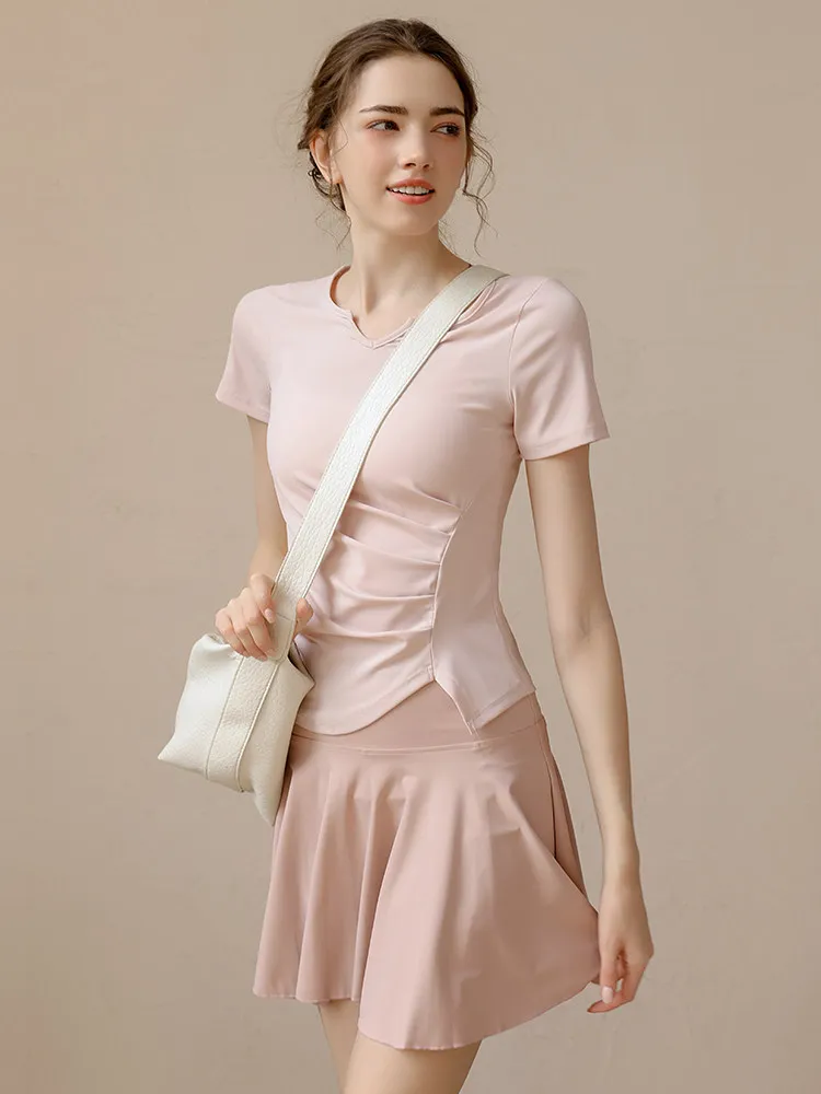 quick-dry-yoga-fitness-women's-suit-short-sleeve-three-quarter-length-capri-pants-no-chest-pad-spring-summer-collection