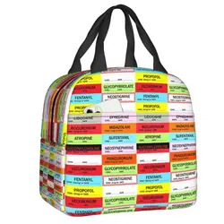 Custom Medical Nurse Anesthesia Medication Labels Insulated Lunch Box Portable Thermal Cooler Lunch Bag Container Tote Bags