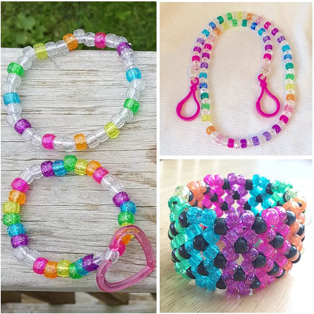 Summer Colorful Pony Beads HandCrafts Big Hole Beads For Kids DIY Bracelet Necklace Making Fashion Hair Beads Accessories - view 5